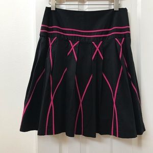 A-line knee length skirt black and pink pattern